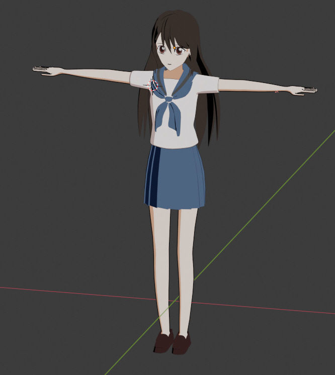 anime girl  blender Low-poly 3D model_11