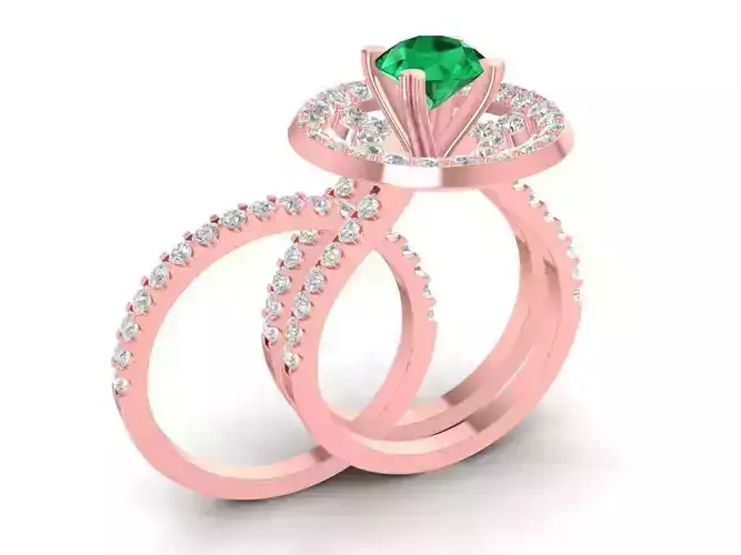 Elegant Emerald Diamond Halo Ring for Women  958
