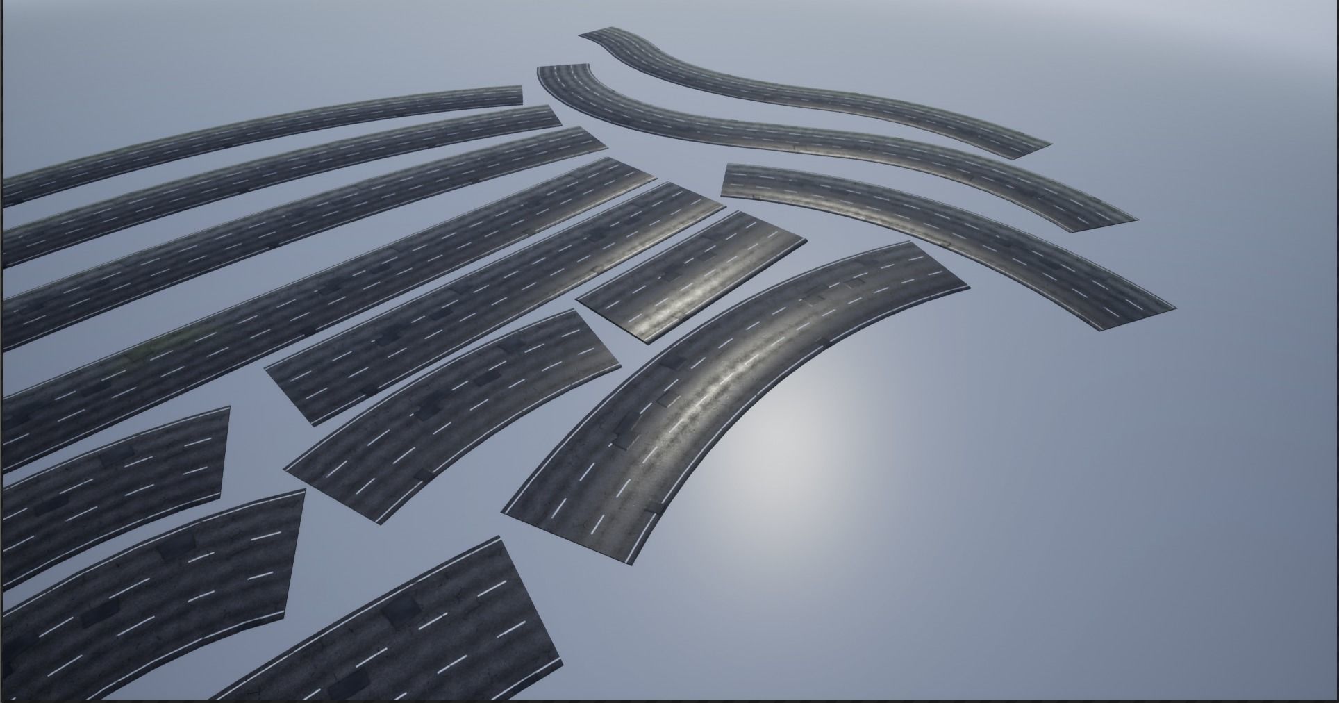 PBR 4K-2K three-lane Patched Modular Highway Roads Low-poly 3D model_14