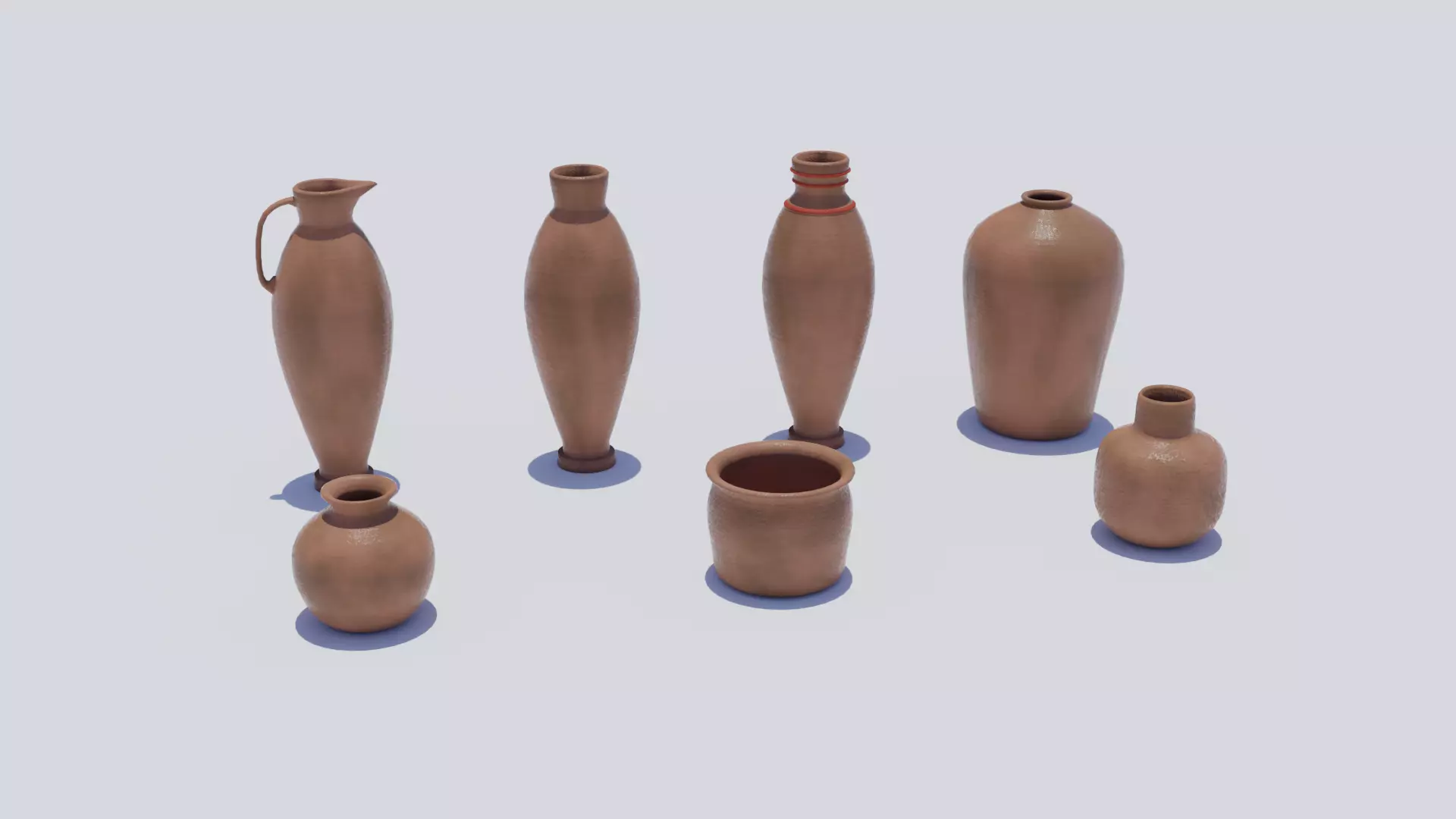Clay Pots - Low Poly PBR Low-poly 3D model_0