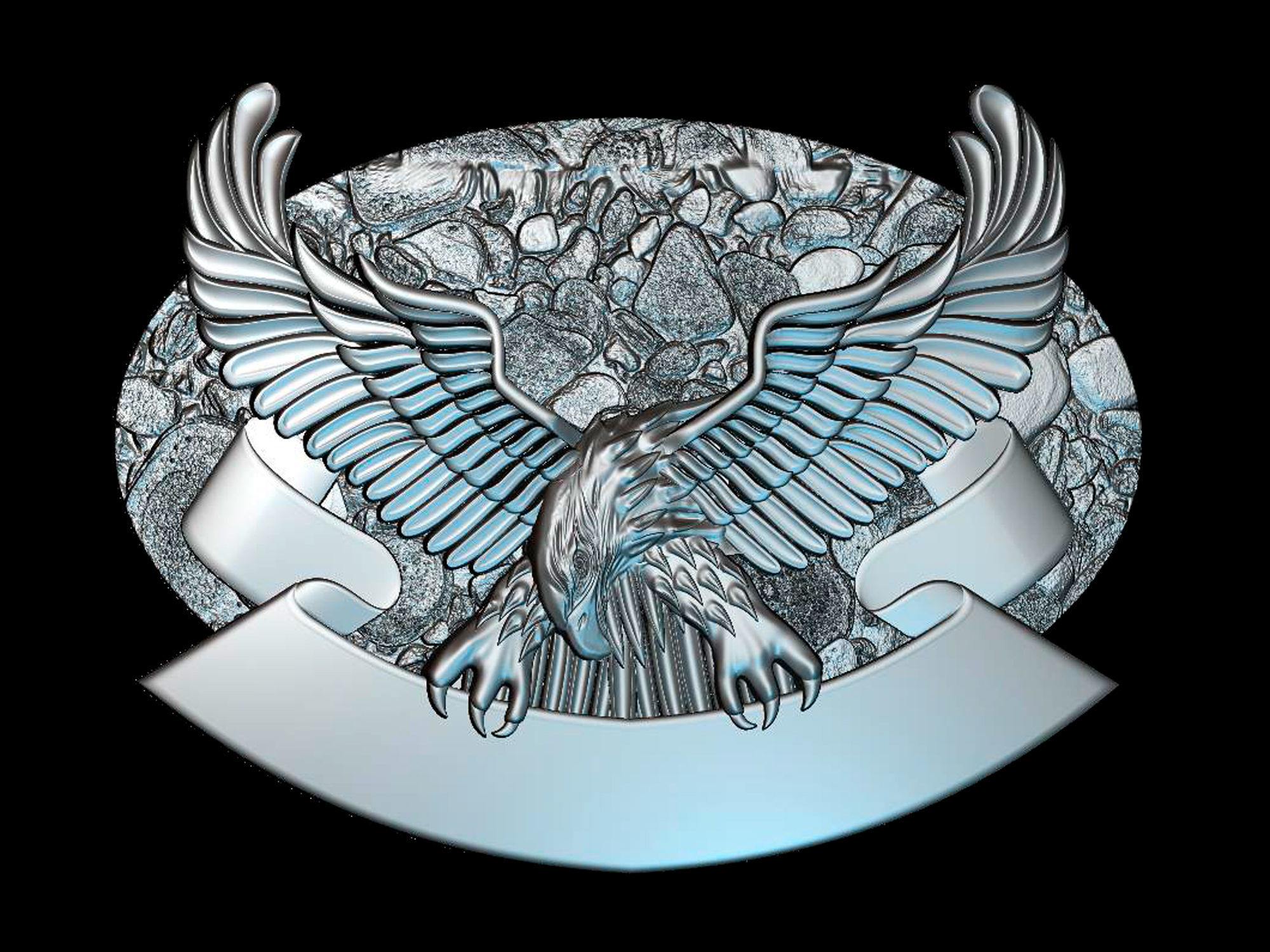 Eagle on tape 3d model for cnc machines and 3d printers 3D model_0