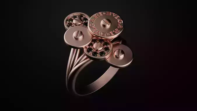 Set BuLGARI rose gold ring with diamonds
