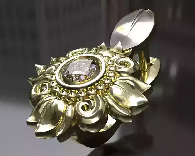 Earrings gold pendant with diamond in center