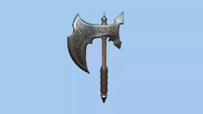 Medieval Battle Axe 01 Metal Wood - Fantasy Weaponry Low-poly 3D model
