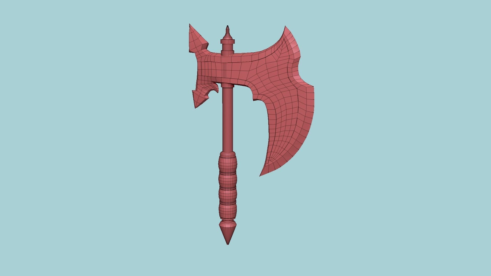 Medieval Battle Axe 01 Metal Wood - Fantasy Weaponry Low-poly 3D model_9