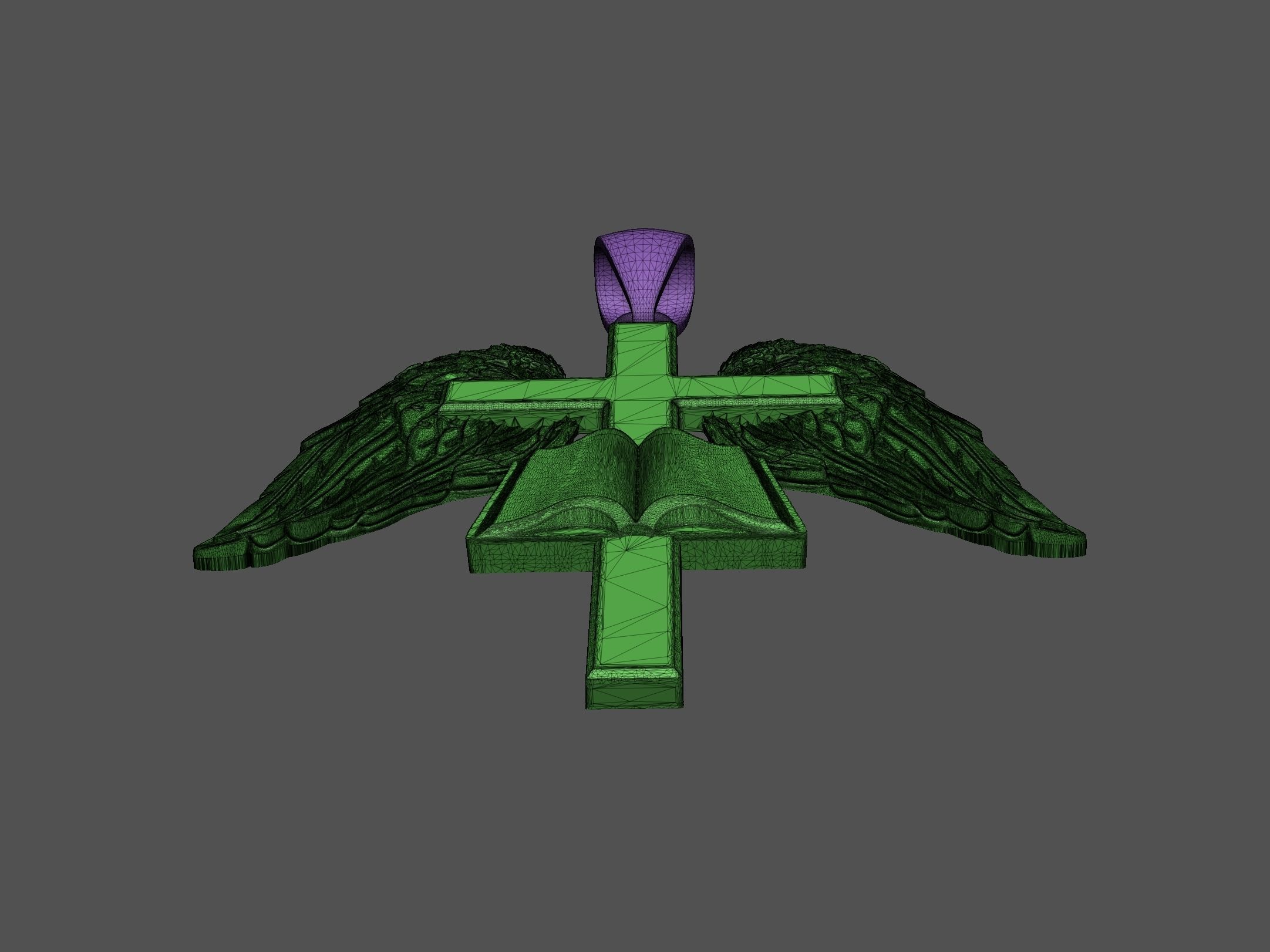 Cross with Wings Pendant 3D print model_5