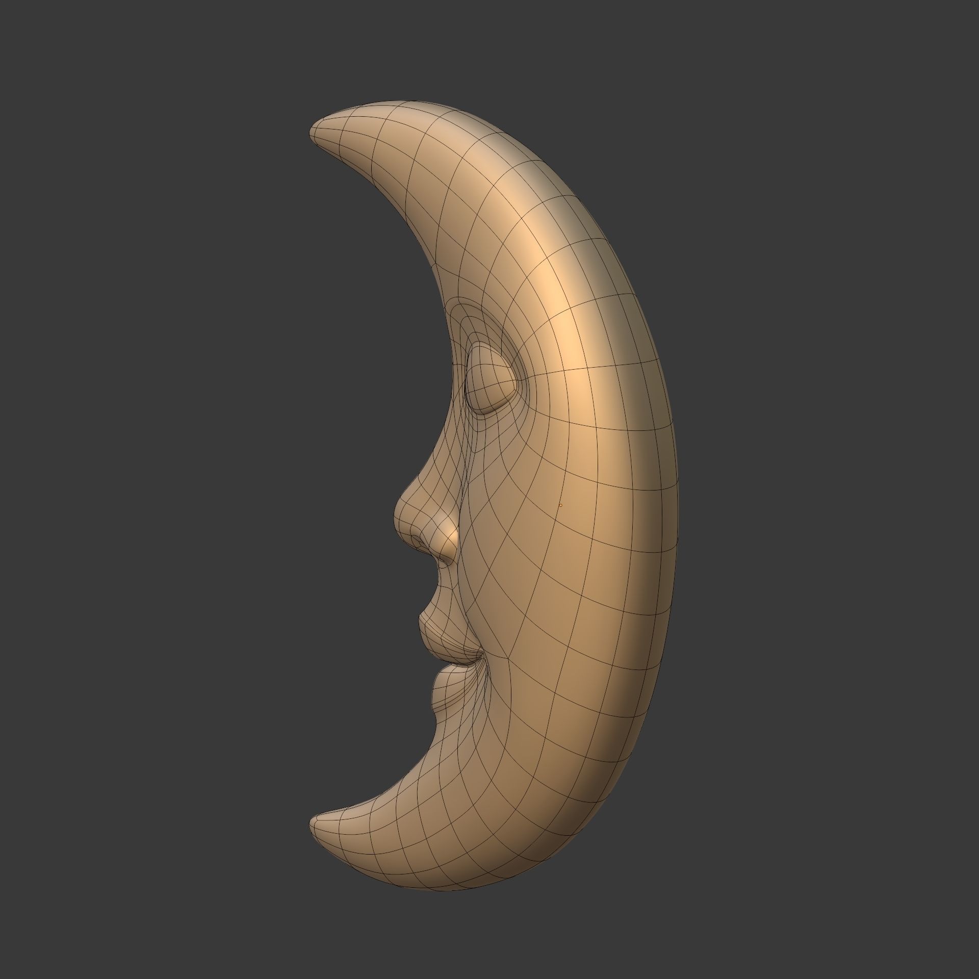 Moon Face Low-poly 3D model_10
