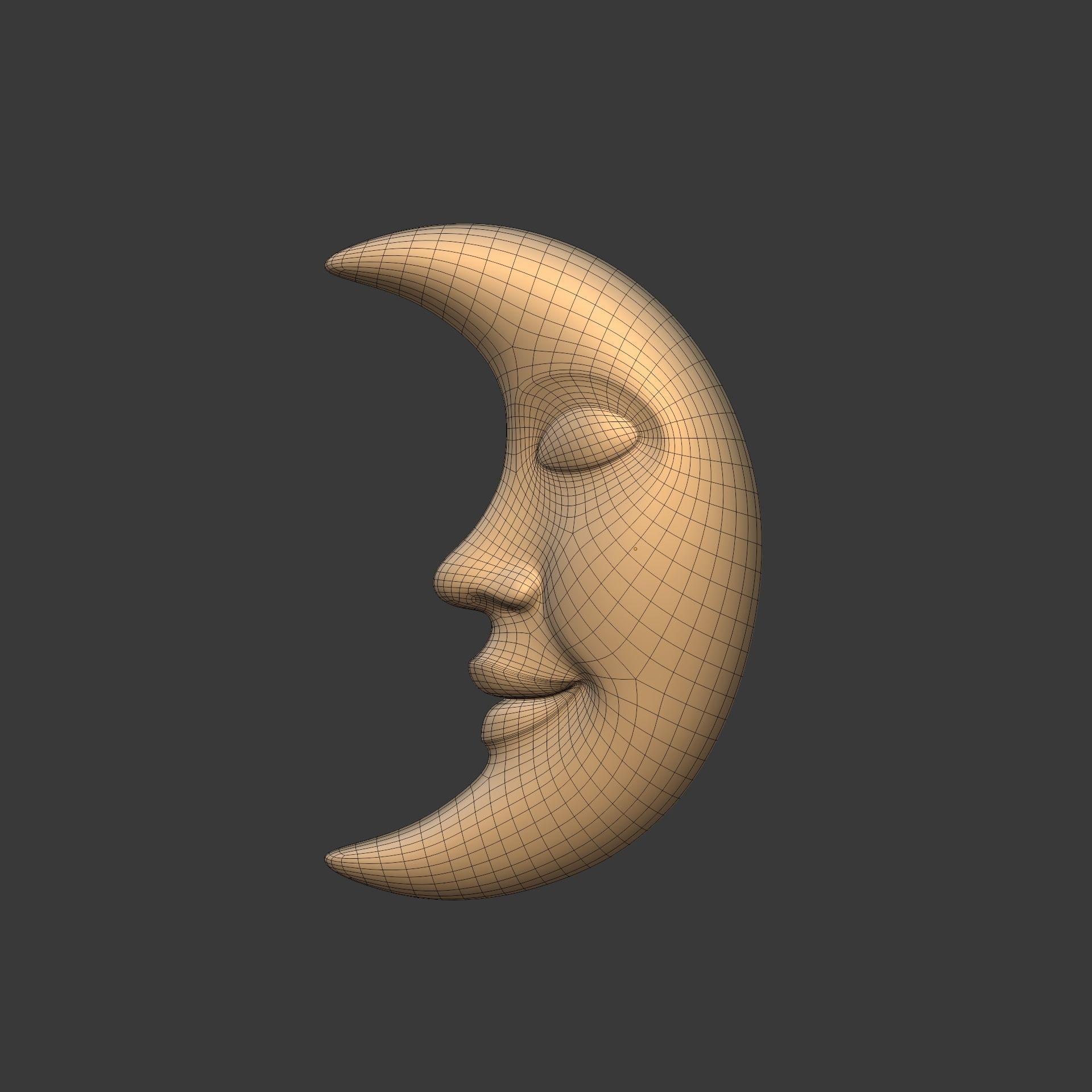 Moon Face Low-poly 3D model_3