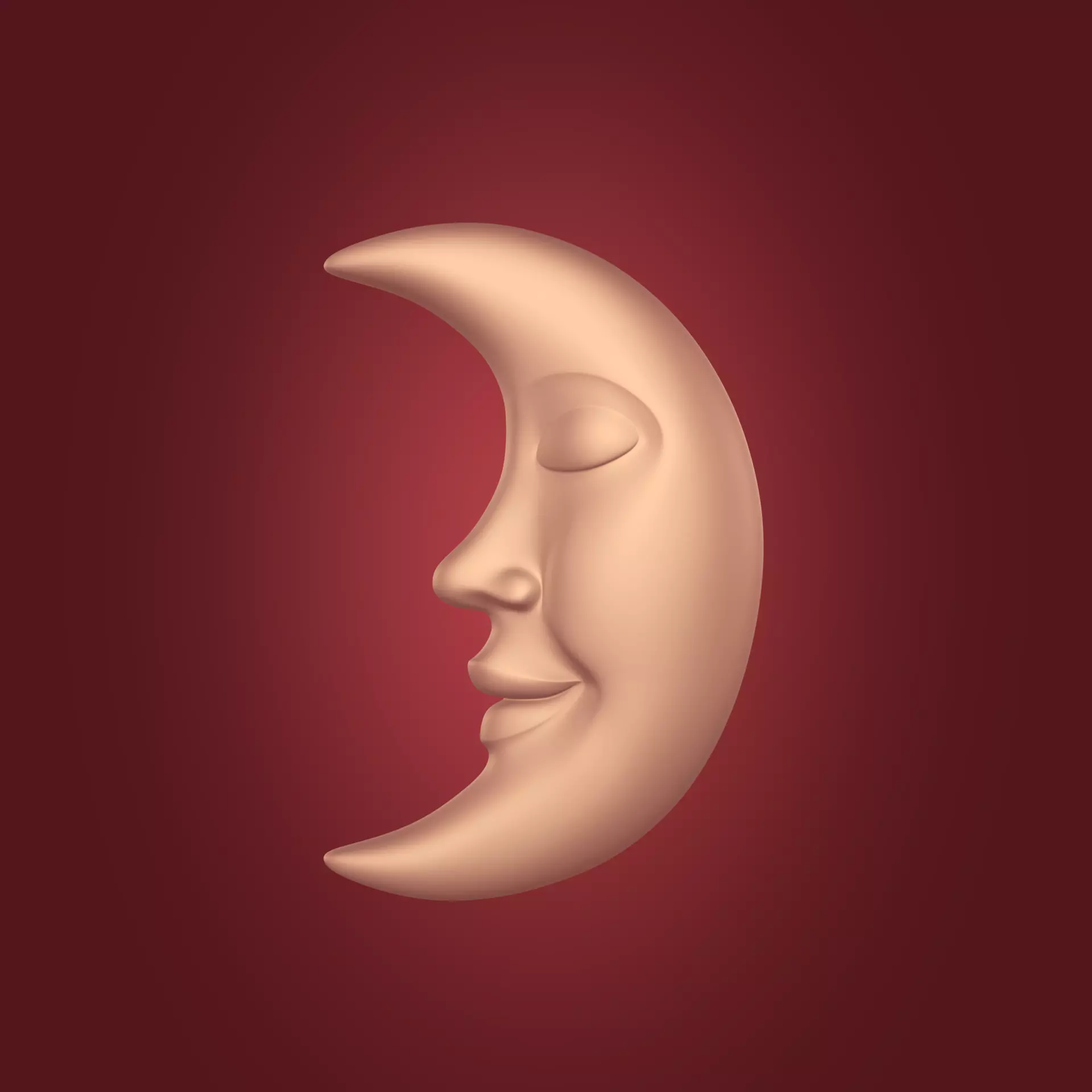 Moon Face Low-poly 3D model_0