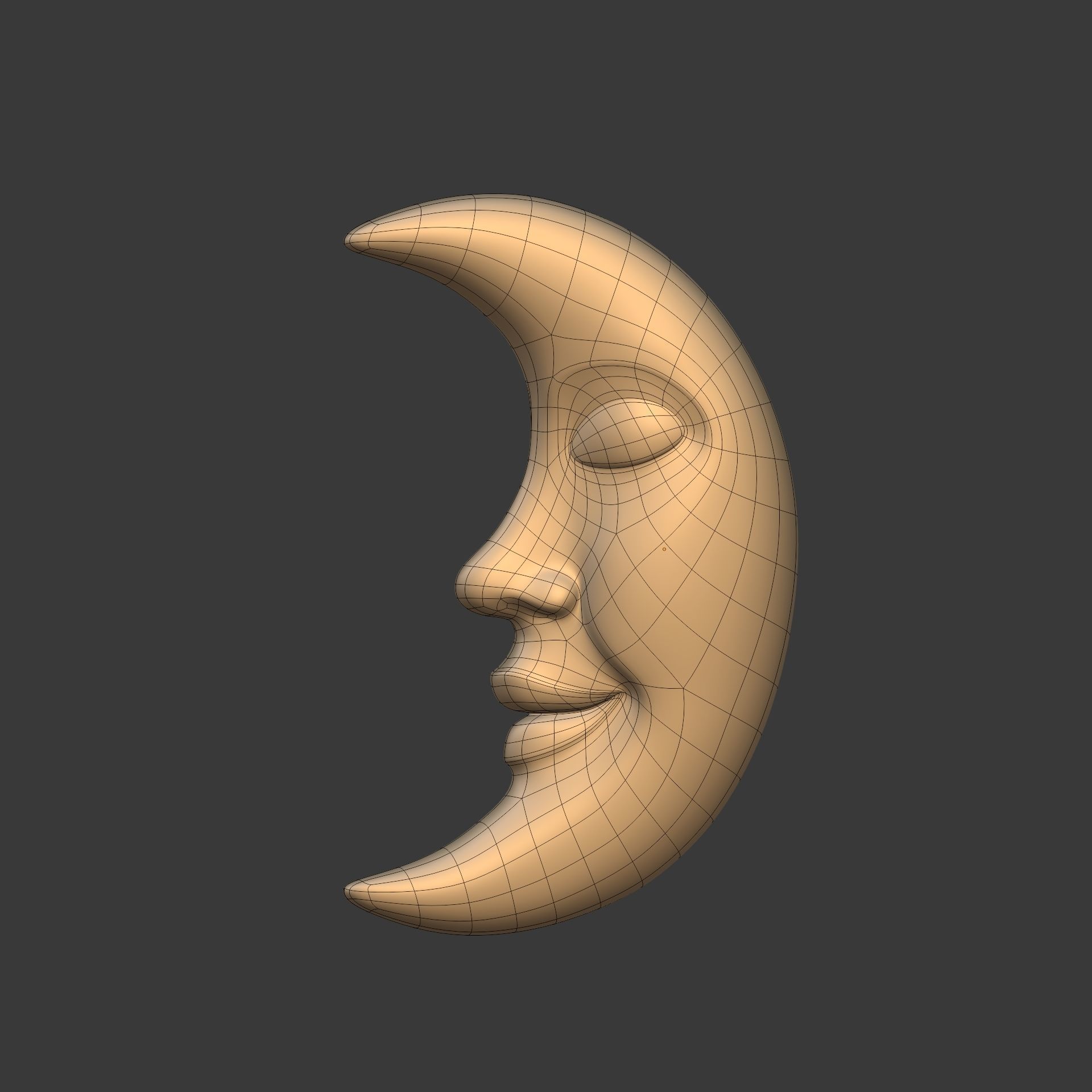 Moon Face Low-poly 3D model_6