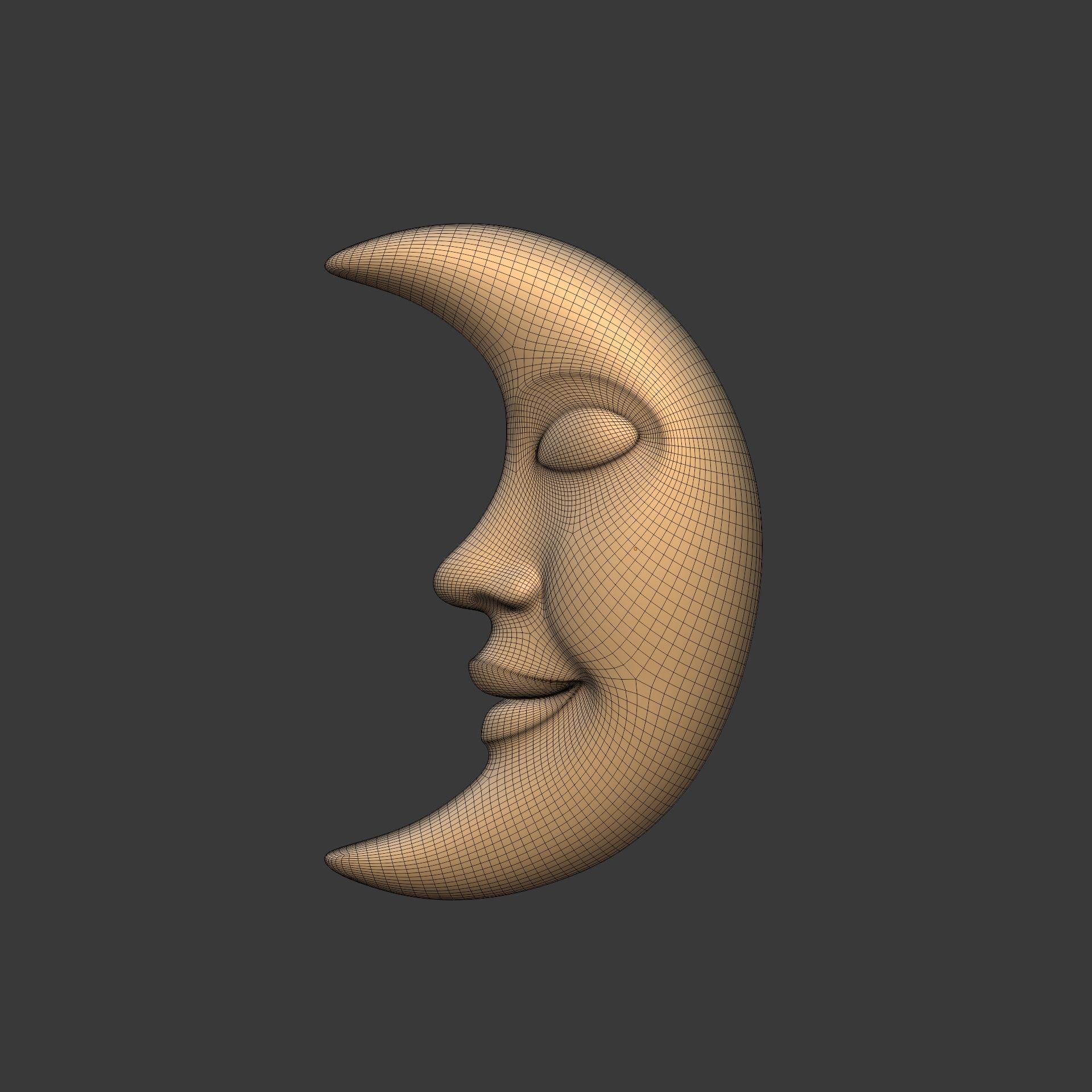 Moon Face Low-poly 3D model_4