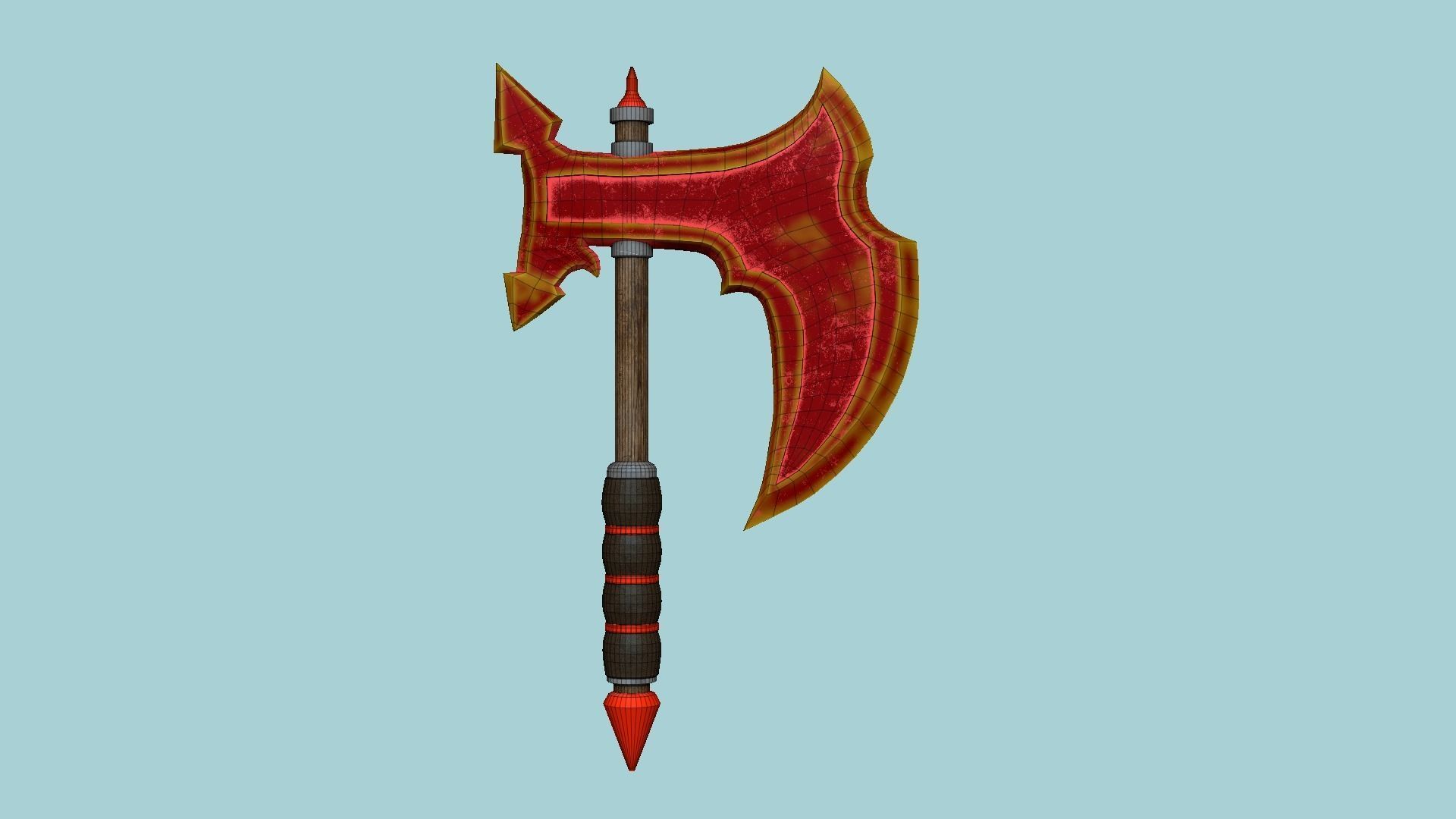 Medieval Battle Axe 02 Transparent Red - Fantasy Weaponry Low-poly 3D model_6