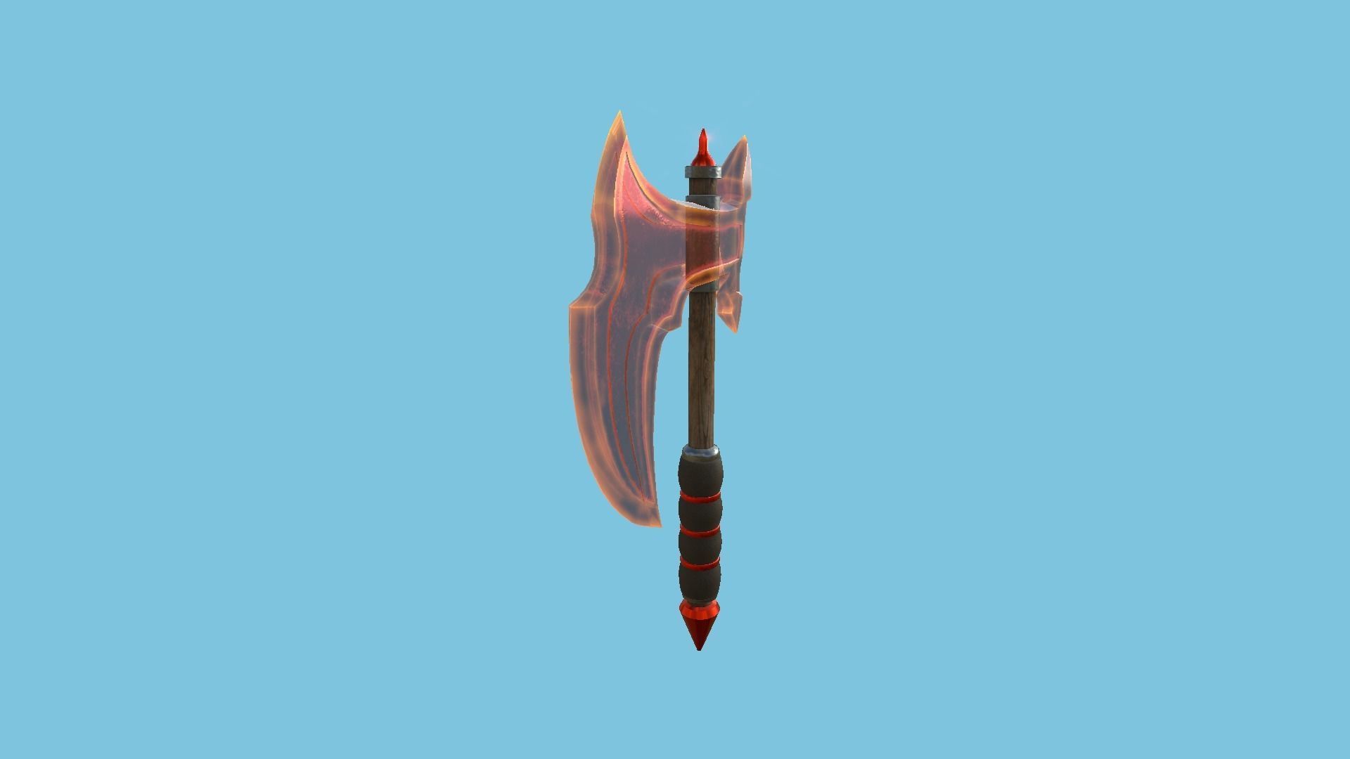 Medieval Battle Axe 02 Transparent Red - Fantasy Weaponry Low-poly 3D model_3