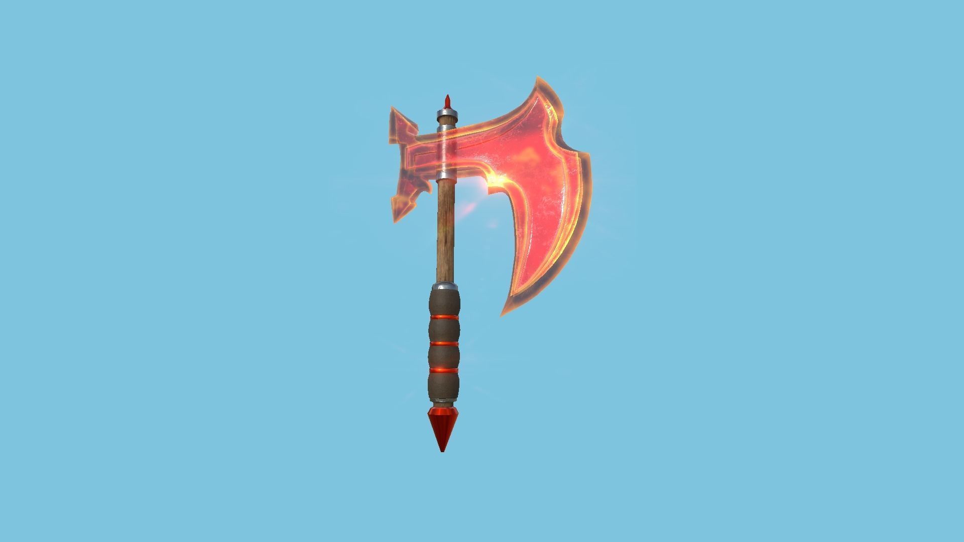 Medieval Battle Axe 02 Transparent Red - Fantasy Weaponry Low-poly 3D model_1