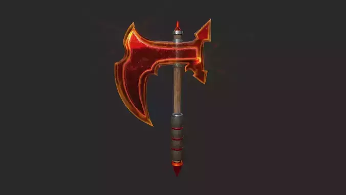 Medieval Battle Axe 02 Transparent Red - Fantasy Weaponry Low-poly 3D model