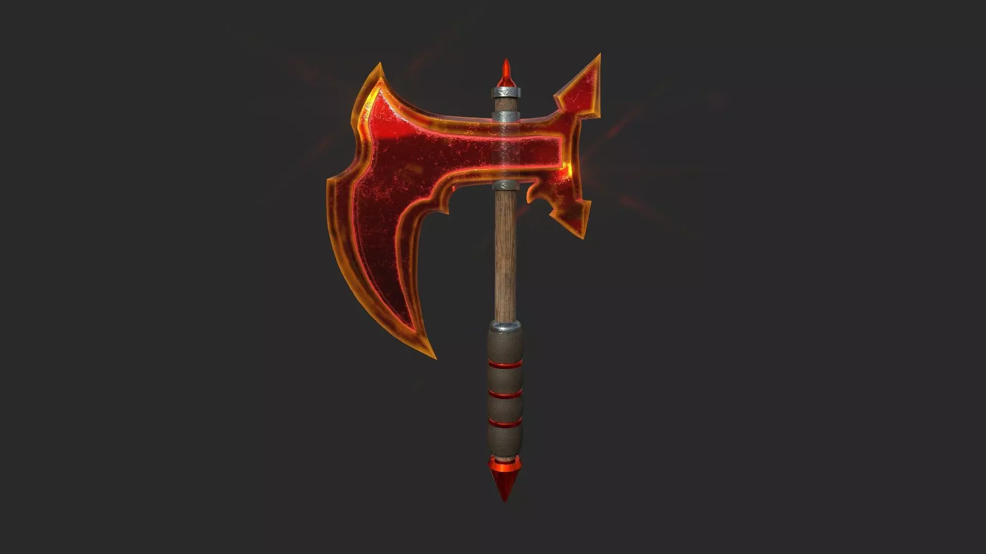 Medieval Battle Axe 02 Transparent Red - Fantasy Weaponry Low-poly 3D model_0
