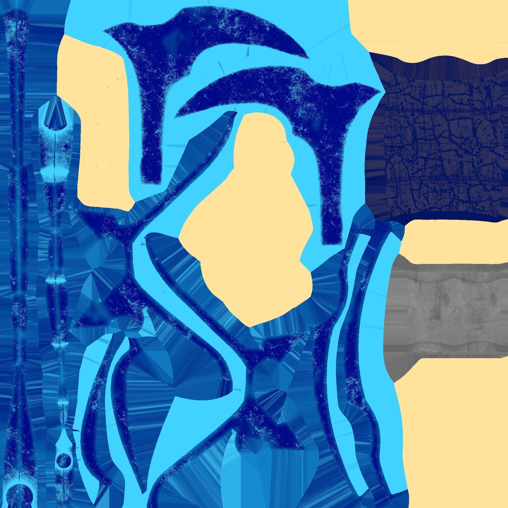 Medieval Battle Axe 03 Blue Transparent - Fantasy Weaponry Low-poly 3D model_16