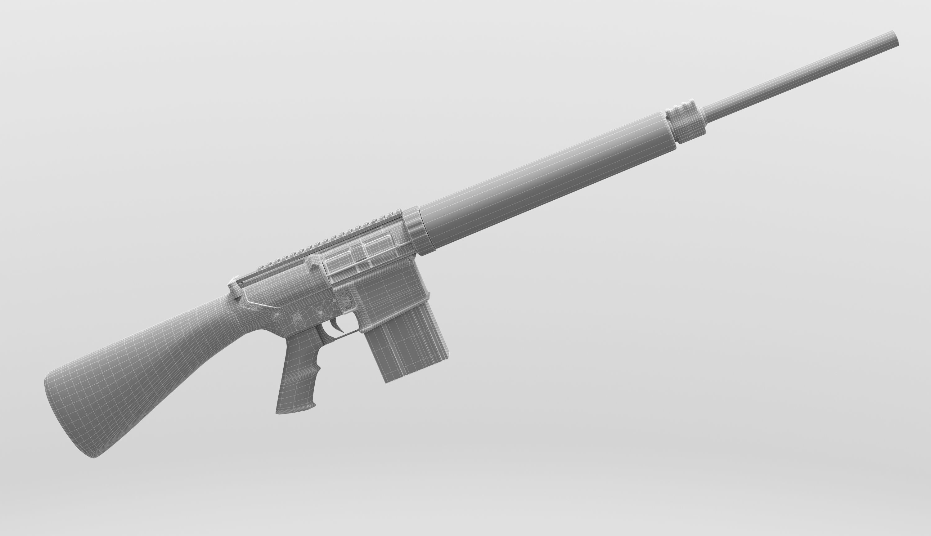 Armalite AR10 Low-poly 3D model_3
