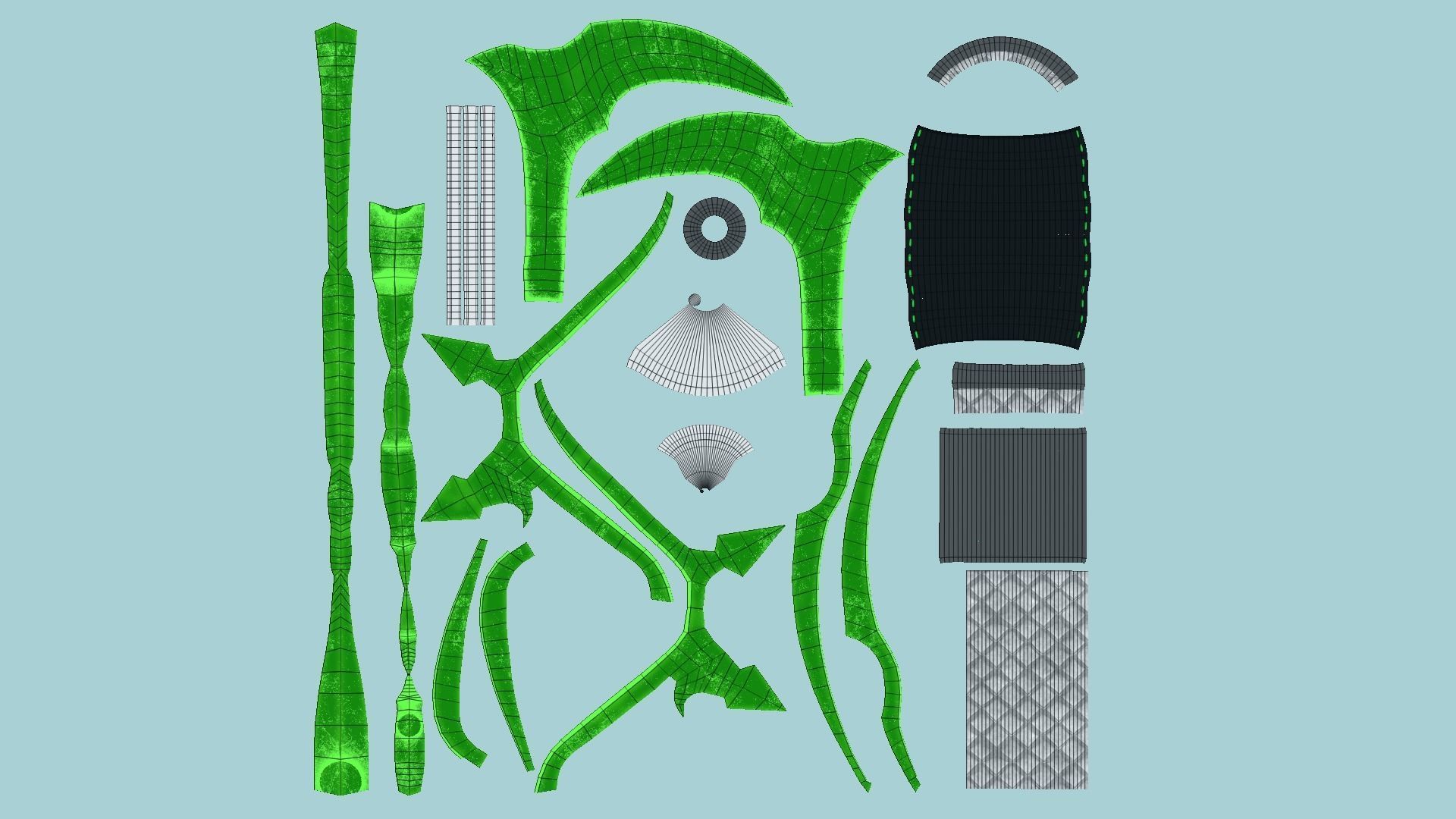 Medieval Battle Axe 04 Green Transparent - Fantasy Weaponry Low-poly 3D model_5