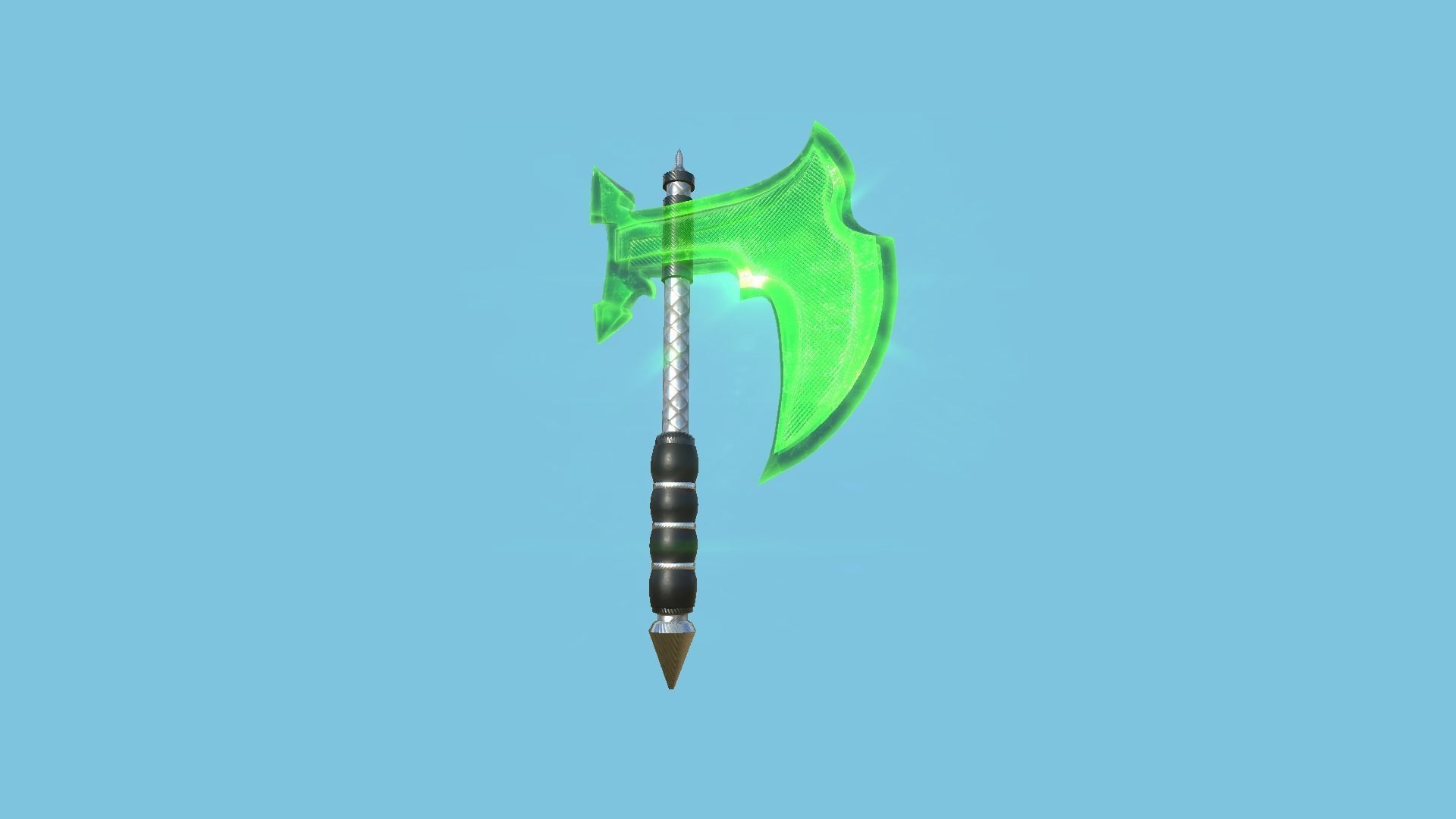 Medieval Battle Axe 04 Green Transparent - Fantasy Weaponry Low-poly 3D model_1