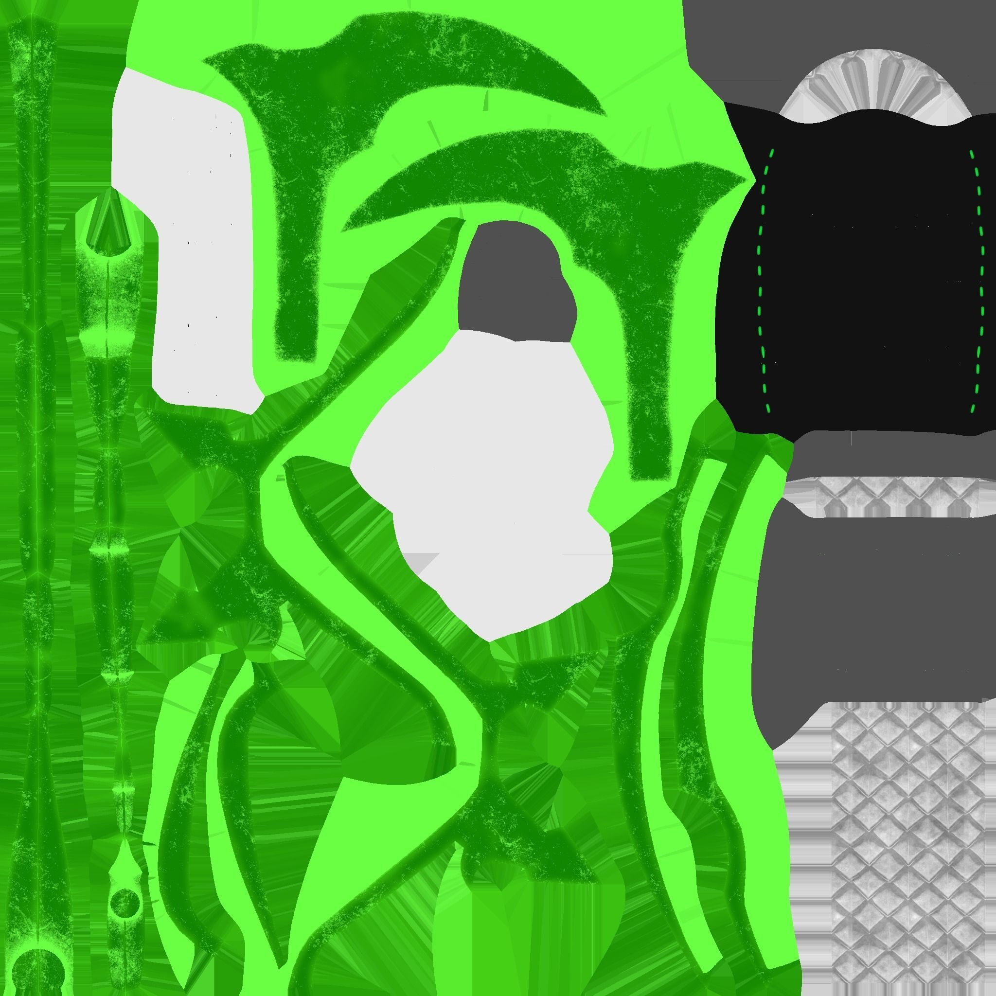 Medieval Battle Axe 04 Green Transparent - Fantasy Weaponry Low-poly 3D model_18