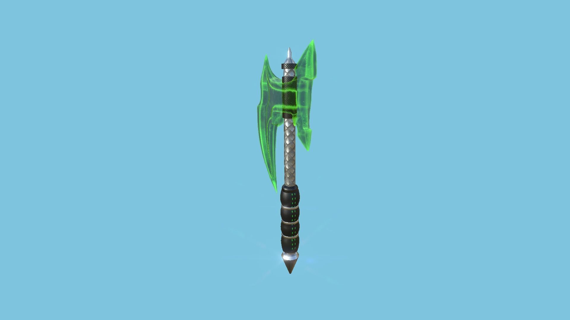 Medieval Battle Axe 04 Green Transparent - Fantasy Weaponry Low-poly 3D model_4