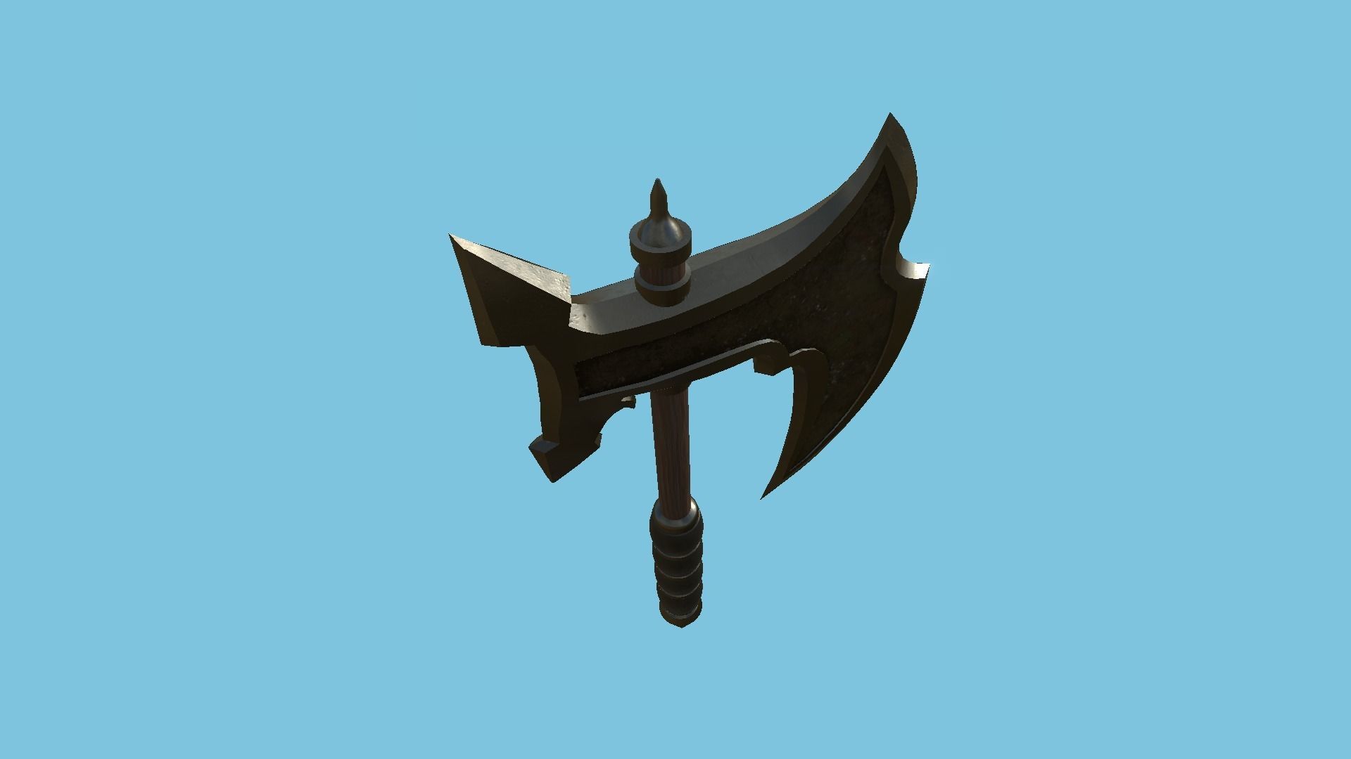 Medieval Battle Axe 05 Black Dark - Fantasy Weaponry Low-poly 3D model_2