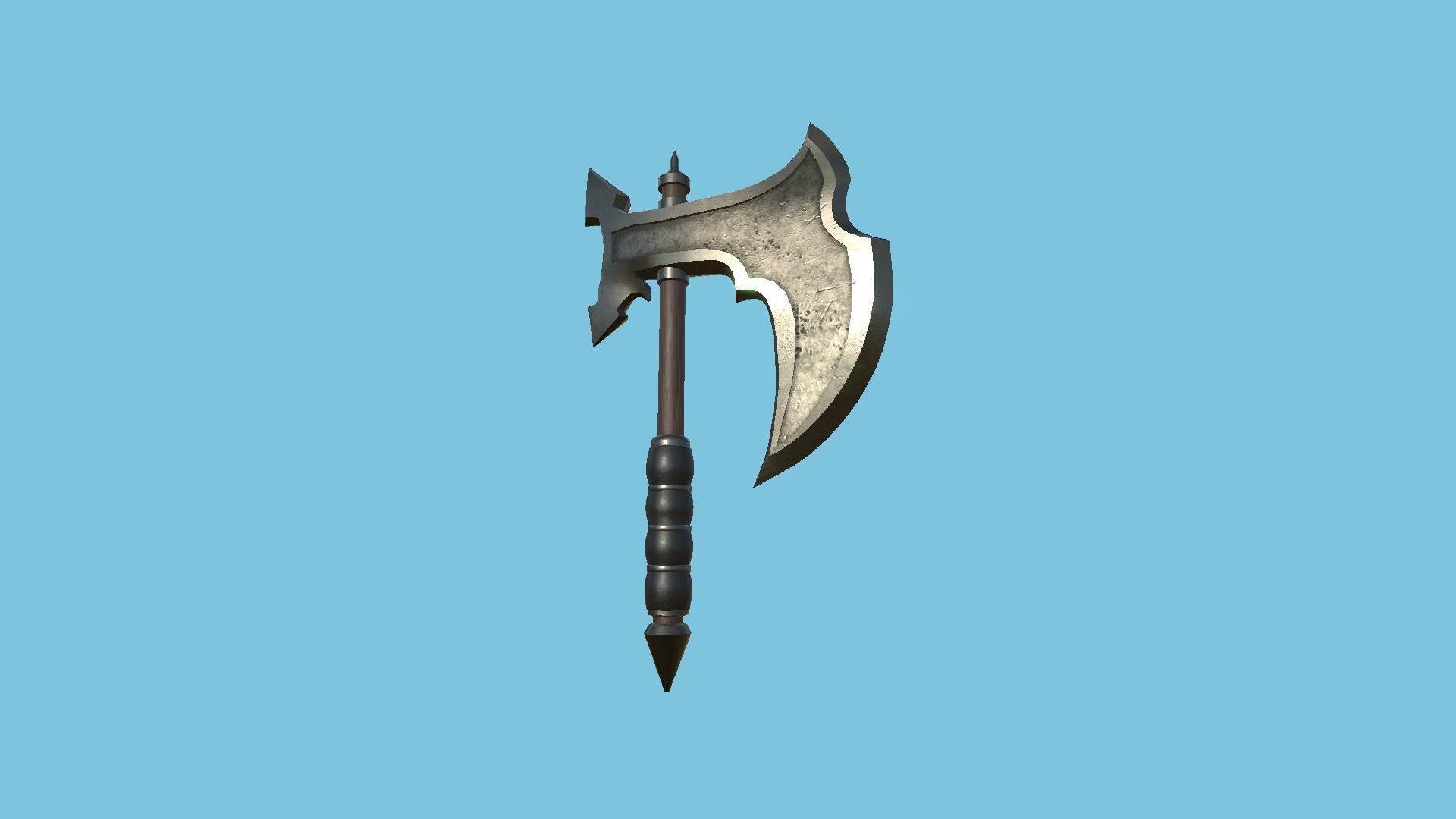 Medieval Battle Axe 05 Black Dark - Fantasy Weaponry Low-poly 3D model_1