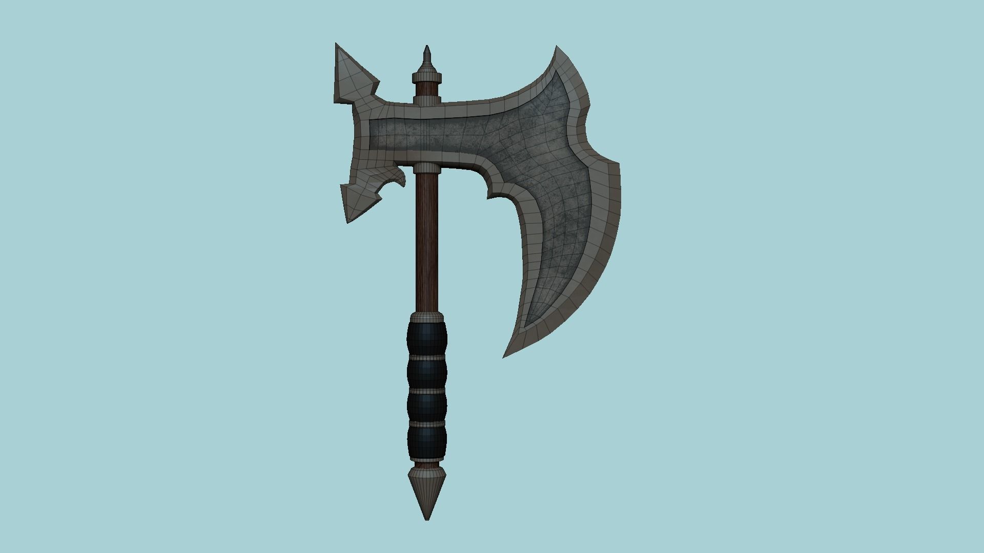 Medieval Battle Axe 05 Black Dark - Fantasy Weaponry Low-poly 3D model_6