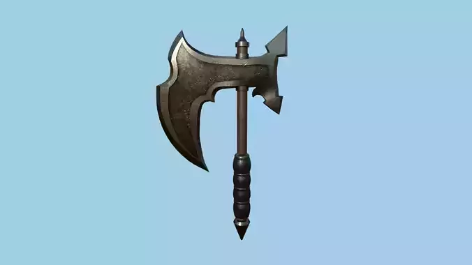 Medieval Battle Axe 05 Black Dark - Fantasy Weaponry Low-poly 3D model