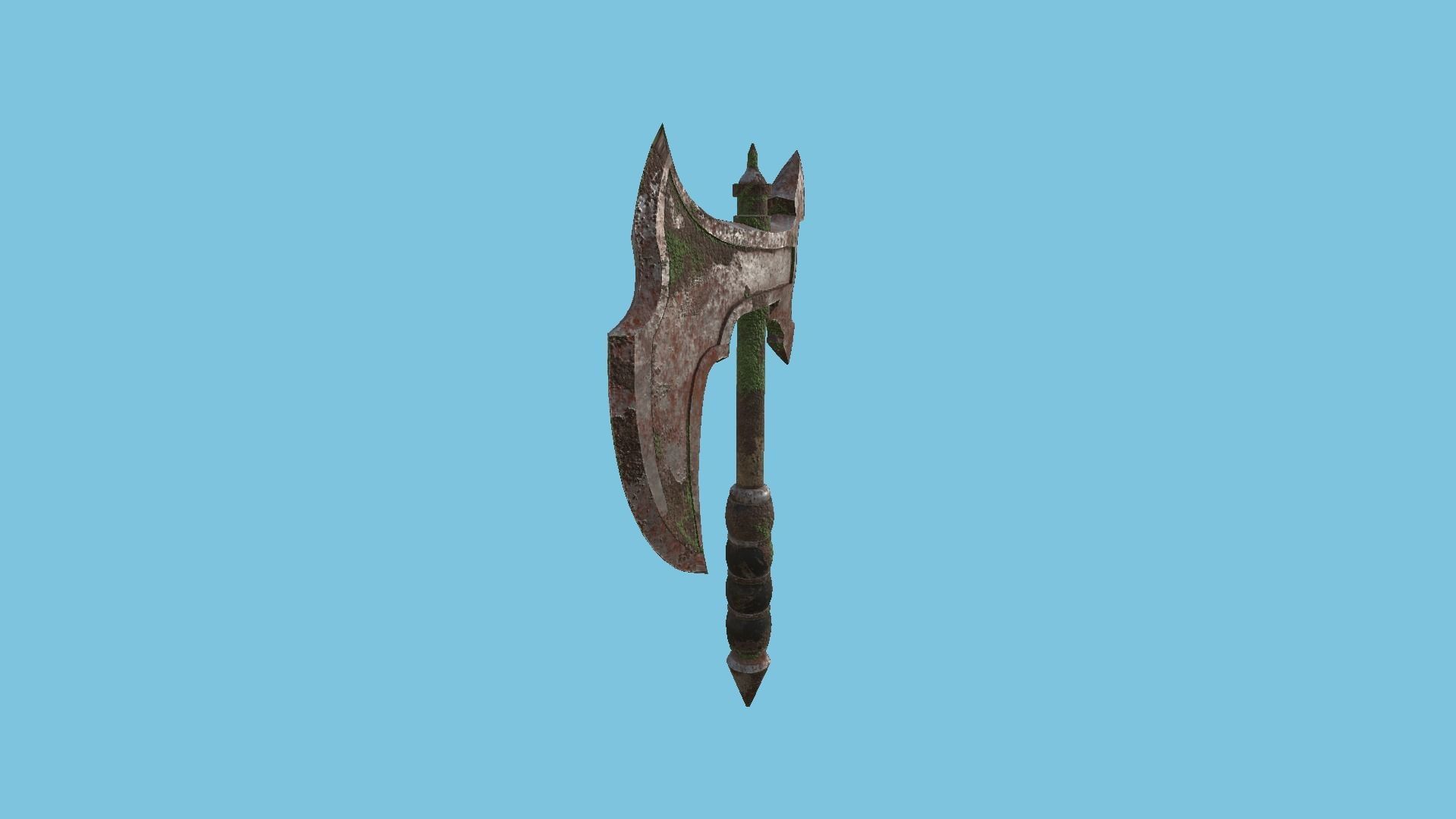 Medieval Battle Axe 06 Destroyed Rust Old - Fantasy Weaponry Low-poly 3D model_3
