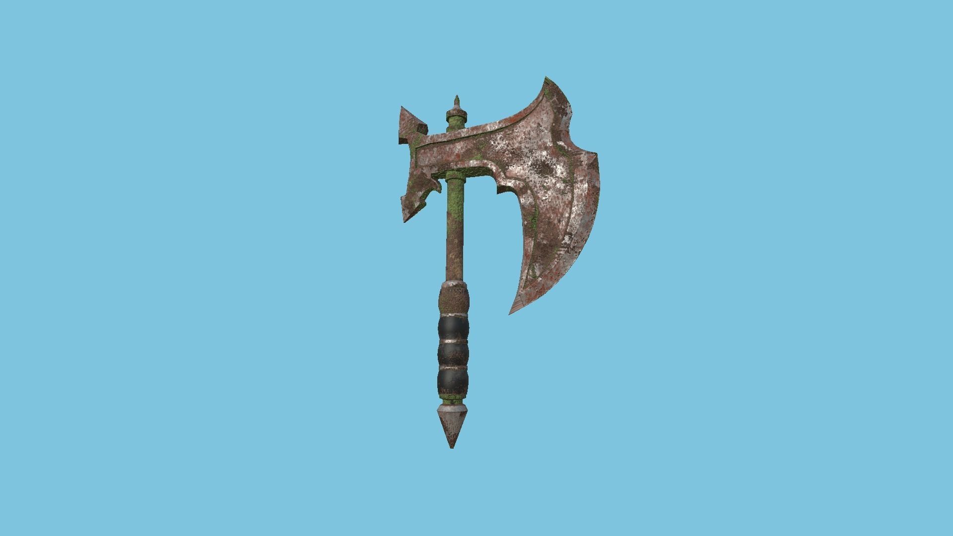 Medieval Battle Axe 06 Destroyed Rust Old - Fantasy Weaponry Low-poly 3D model_1