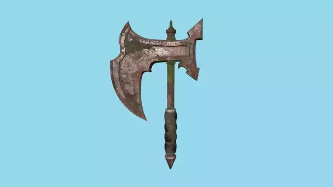 Medieval Battle Axe 06 Destroyed Rust Old - Fantasy Weaponry Low-poly 3D model
