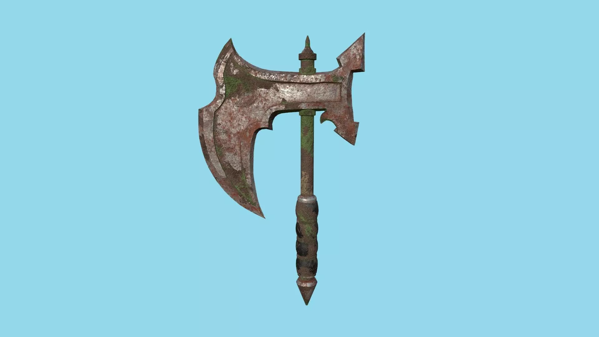 Medieval Battle Axe 06 Destroyed Rust Old - Fantasy Weaponry Low-poly 3D model_0