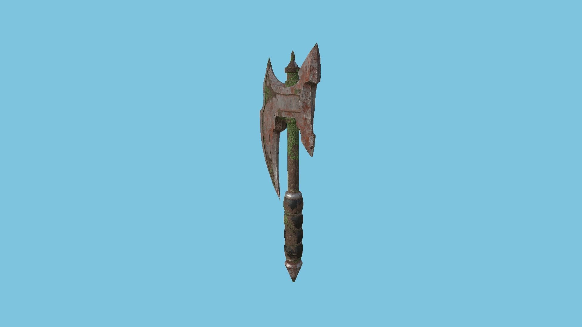 Medieval Battle Axe 06 Destroyed Rust Old - Fantasy Weaponry Low-poly 3D model_4