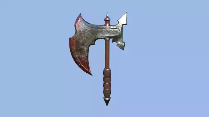 Medieval Battle Axe 07 Blood Barbarian - Fantasy Weaponry Low-poly 3D model
