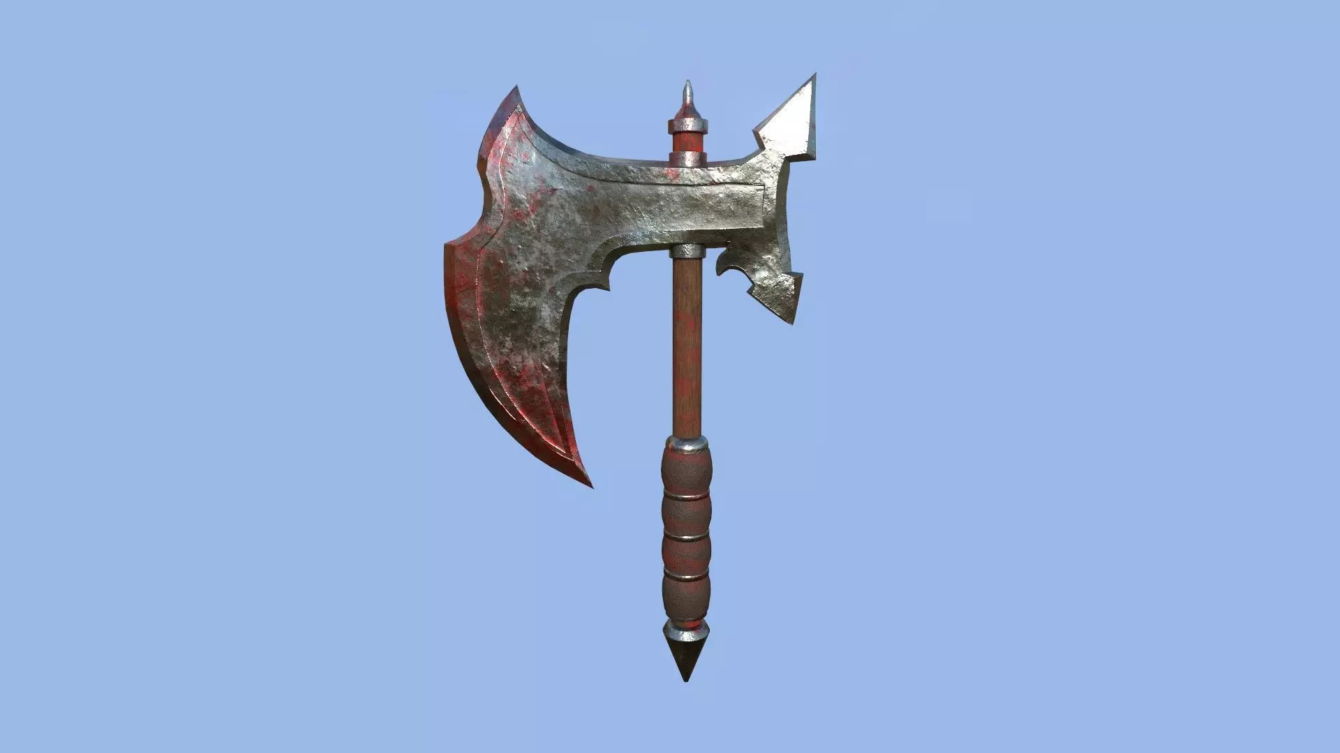 Medieval Battle Axe 07 Blood Barbarian - Fantasy Weaponry Low-poly 3D model_0