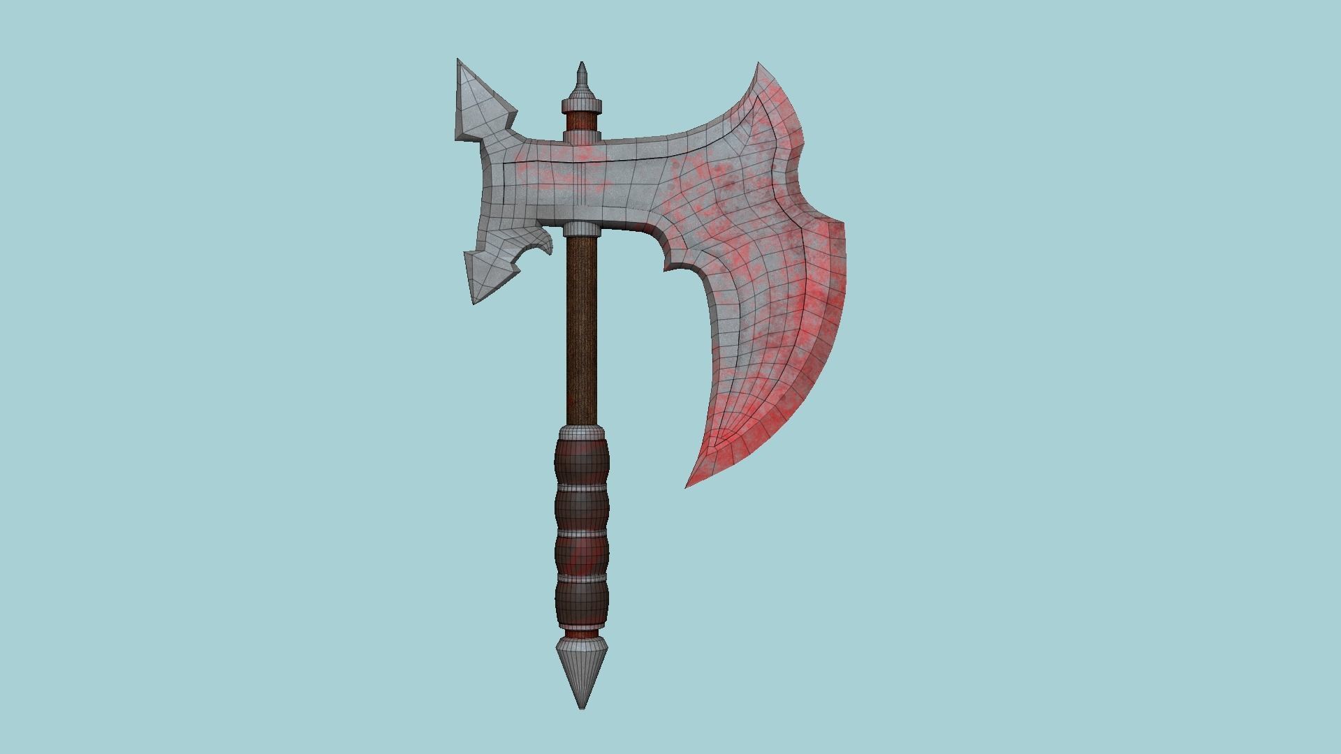 Medieval Battle Axe 07 Blood Barbarian - Fantasy Weaponry Low-poly 3D model_6