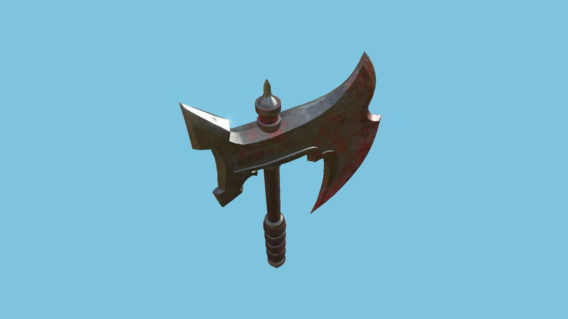 Medieval Battle Axe 07 Blood Barbarian - Fantasy Weaponry Low-poly 3D model_2