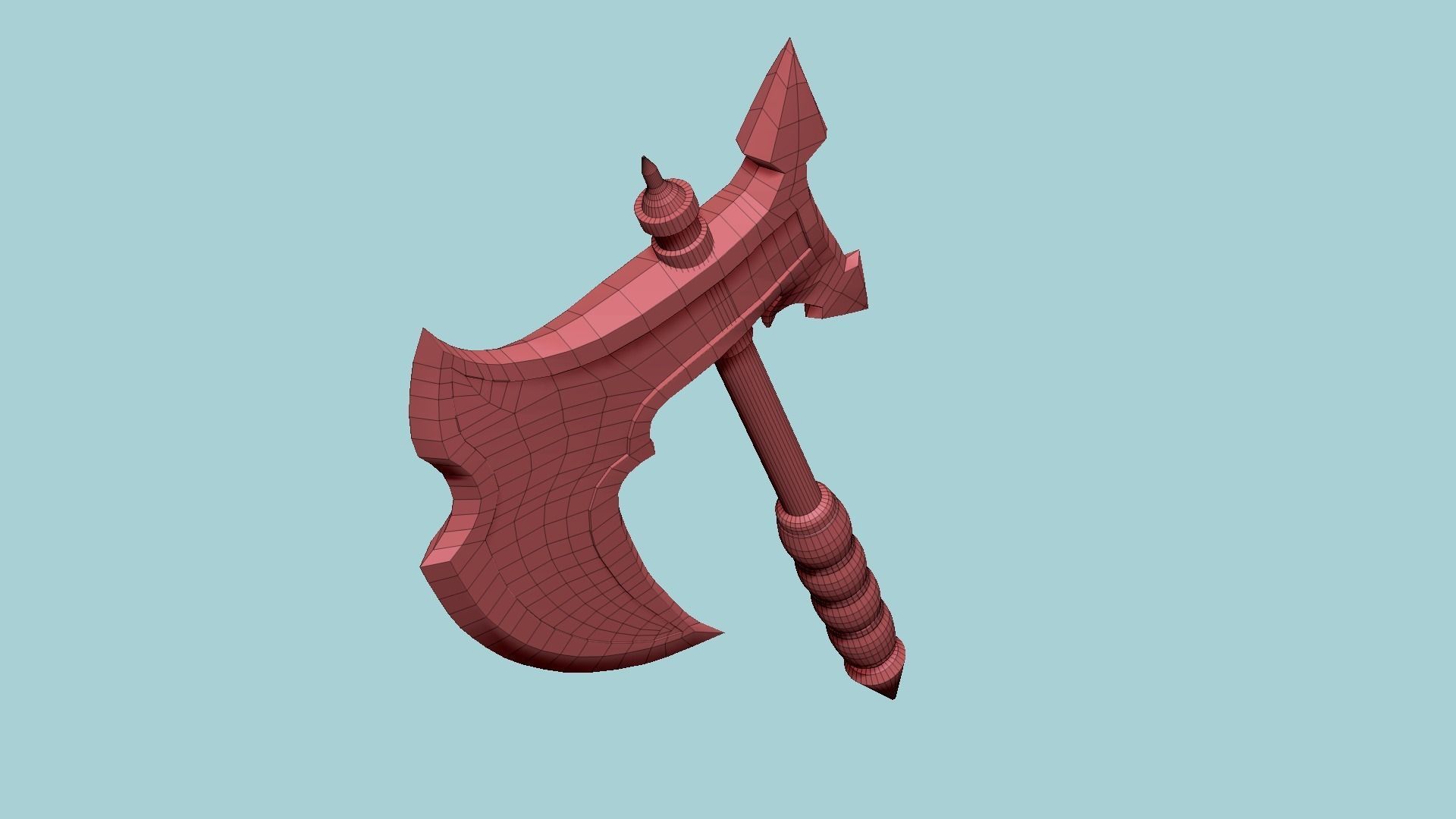 Medieval Battle Axe 07 Blood Barbarian - Fantasy Weaponry Low-poly 3D model_10