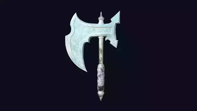 Medieval Battle Axe 08 Ice Elemental - Fantasy Weaponry Low-poly 3D model