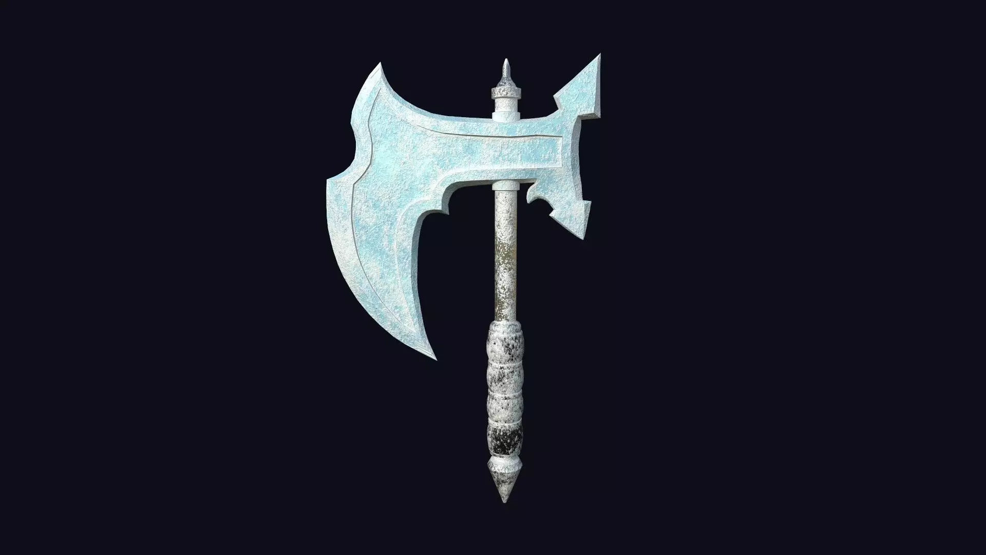 Medieval Battle Axe 08 Ice Elemental - Fantasy Weaponry Low-poly 3D model_0