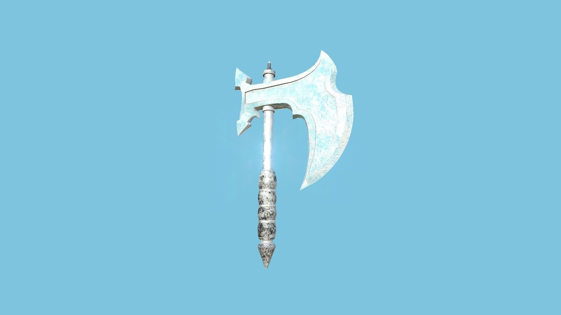 Medieval Battle Axe 08 Ice Elemental - Fantasy Weaponry Low-poly 3D model_1