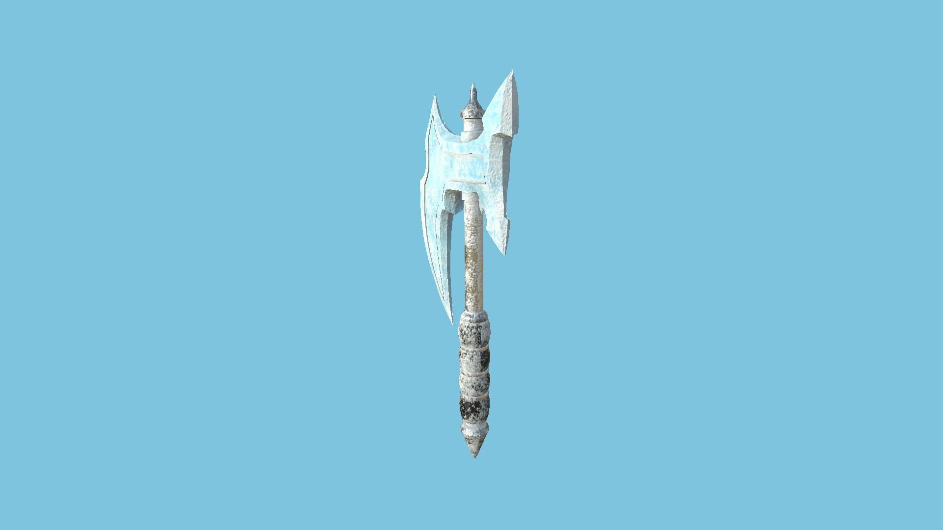 Medieval Battle Axe 08 Ice Elemental - Fantasy Weaponry Low-poly 3D model_4