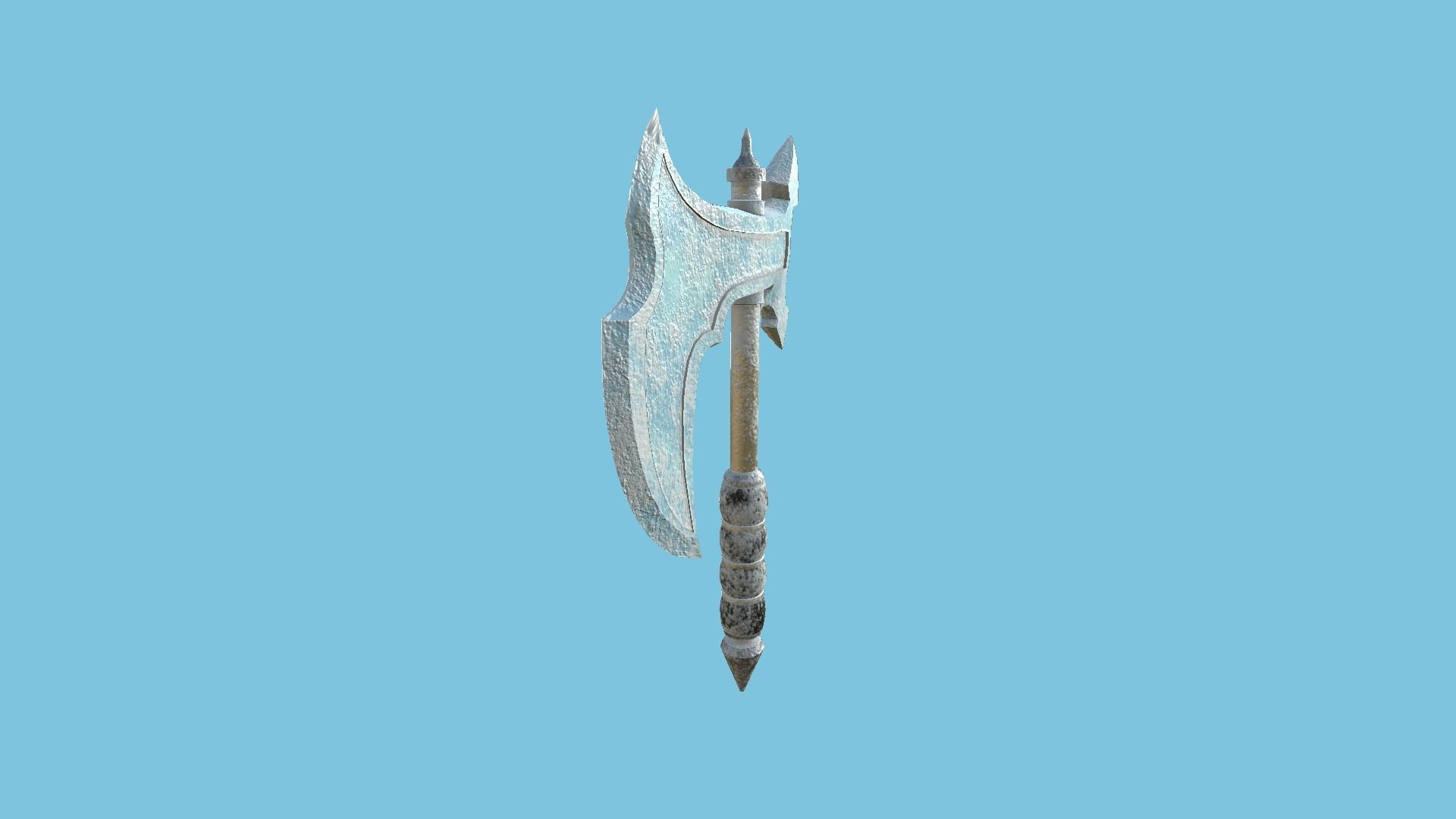 Medieval Battle Axe 08 Ice Elemental - Fantasy Weaponry Low-poly 3D model_3