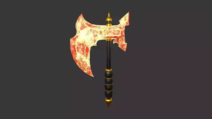 Medieval Battle Axe 09 Elemental Fire - Fantasy Weaponry Low-poly 3D model