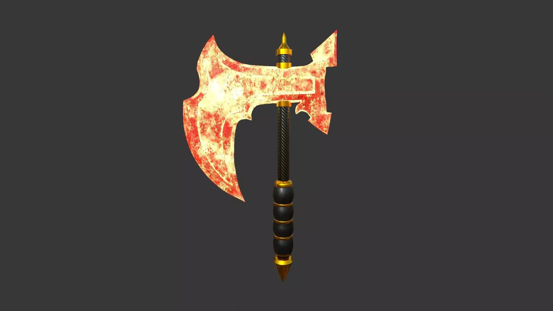 Medieval Battle Axe 09 Elemental Fire - Fantasy Weaponry Low-poly 3D model_0
