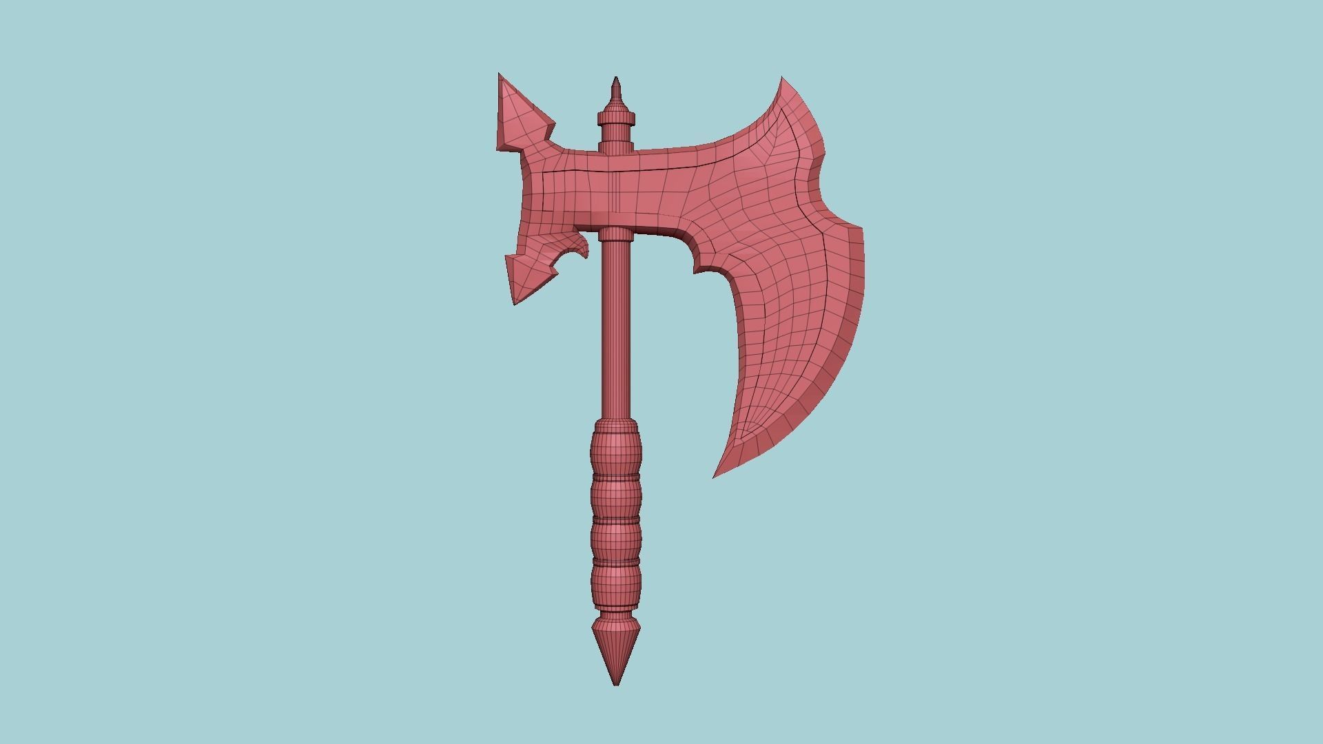 Medieval Battle Axe 09 Elemental Fire - Fantasy Weaponry Low-poly 3D model_8