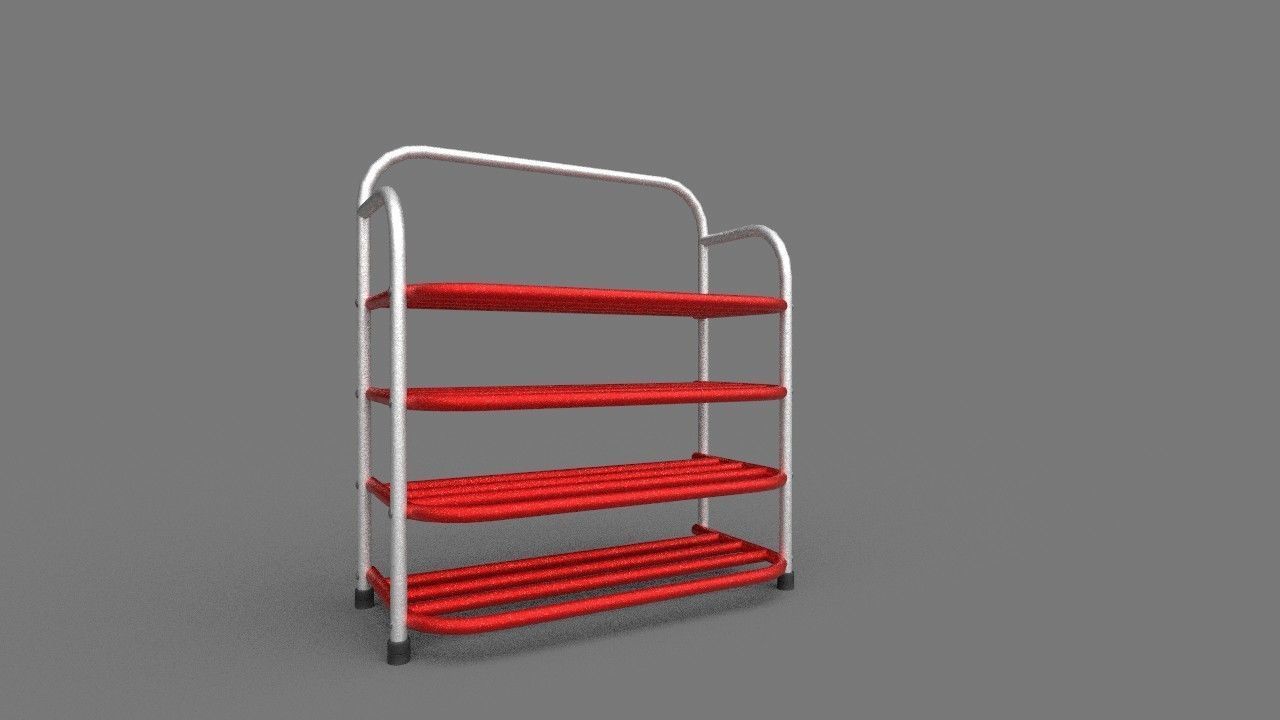 Stand White-Red 3D model_4