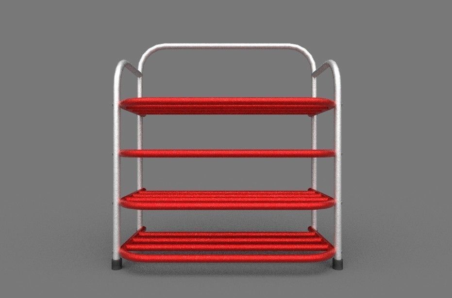 Stand White-Red 3D model_1